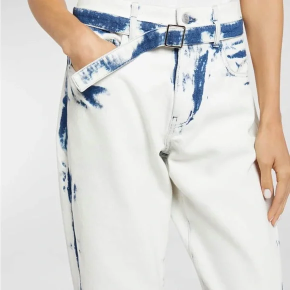 Proenza Schouler Ellsworth Bleached Boyfriend Jeans with Belt size29
